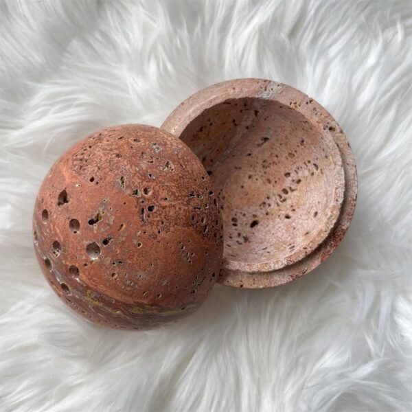 9 Holes Handmade Natural Marble Round Incense Burner Holder for Meditation Decorative Room/Kitchen/Coffee Shop (Red Travertine)