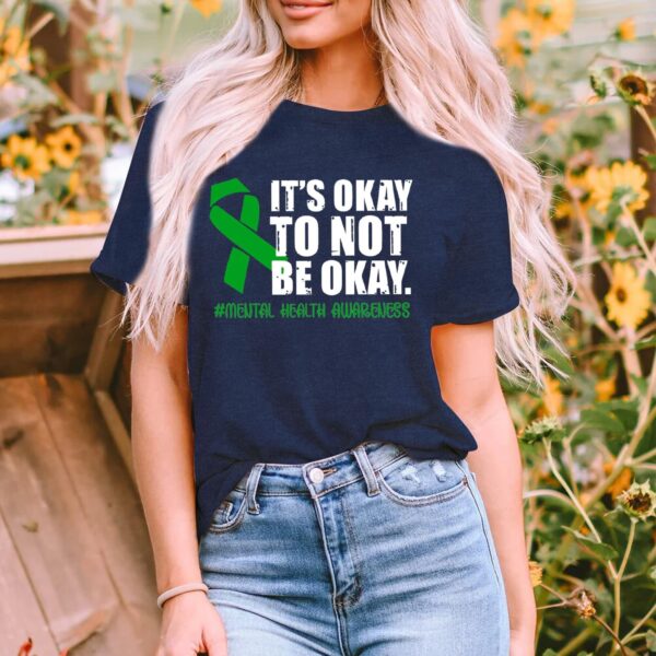 MAIHUN Womens Green Ribbon Awareness Shirts Mental Health Matters Tshirt Inspirational Tee Top