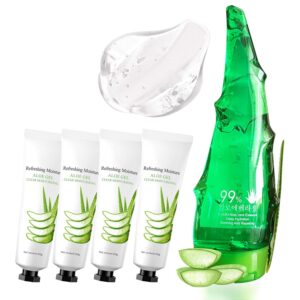 99% Purity Aloe Vera Gel - Hydrating Aloe Vera Gel for Face and Skin,No Sticky Moisturizing Aloe Gel(5 pcs)