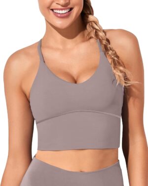 XUNYU Women Longline Sports Bra Workout Tank Tops Strappy Criss Cross Crop Fitness Gym Yoga Running Shirts