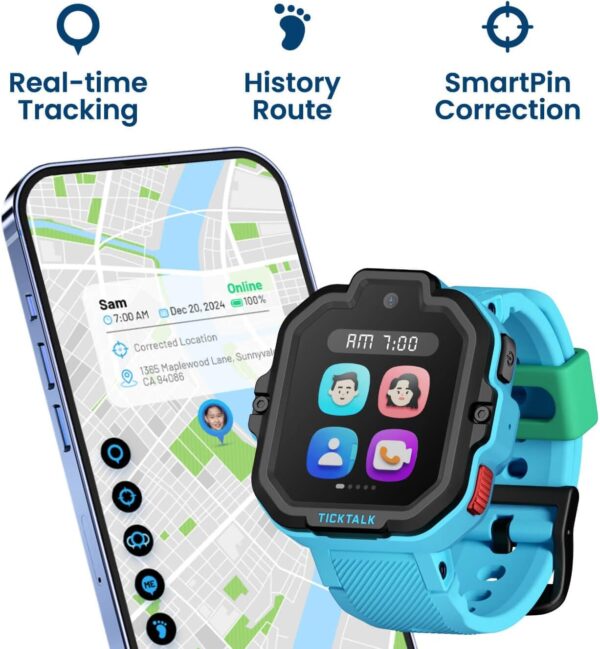 TickTalk5 LTE Kids Smart Watch with GPS Tracker, Phone Watch, Advanced Parental Controls, Video & Voice Calls, Text, School Mode, Free Music, SOS & 911, Safety Alerts, Pre-Installed SIM