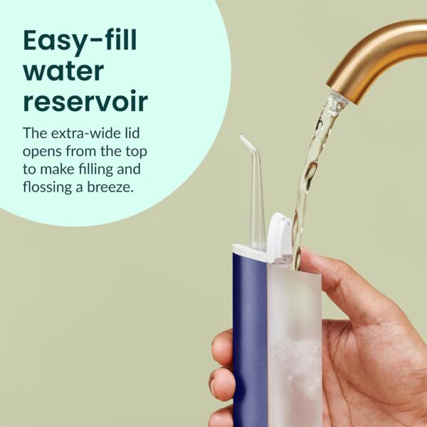 quip Water Flosser with Replacement Tip - Cordless Water Flosser with Adjustable Pressure - Teeth Cleaner Pick with 360 Degree Rotating Replaceable Tip, Rechargeable Water Dental Pick - Midnight Blue