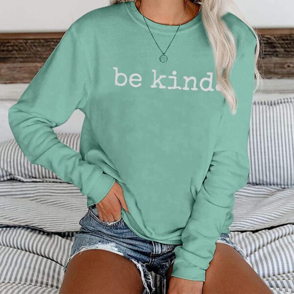 ASTANFY Be Kind Sweatshirt Womens Letter Print Pullover Long Sleeves Blessed Top Blouse