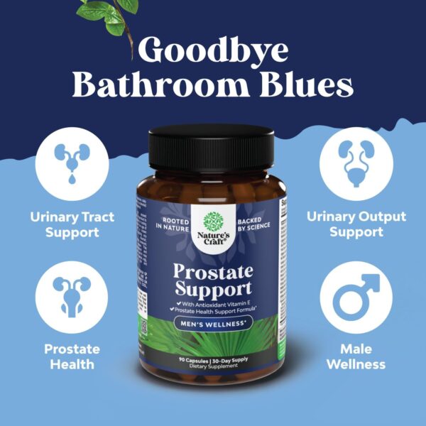 Herbal Prostate Supplement for Men - Potent Pygeum and Saw Palmetto Extract with Beta Sitosterol & Green Tea for Urinary Tract Support - Male Health Blend for Frequent Urination - 90 Capsules