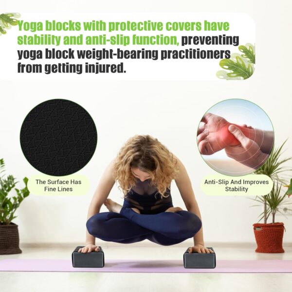 Yoga Blocks Silicone Protective Cover, Premium Silicone Protective Cover for Foam or Cork Yoga Blocks - Eco-Friendly, Non-Slip, Easy to clean | Odorless and Moisture-Proof | Supportive(Without yoga blocks）
