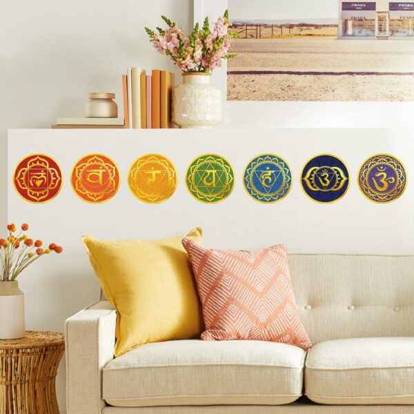 Maydahui 7 Sheets Chakra Wall Stickers Yoga Zen Meditation Room Wall Decals (6x6 Inch) Peel Stick Art Decals Decor for Yoga Studio Decor Yogi Spiritual Gift
