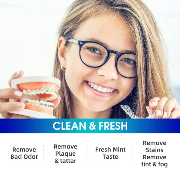 Retainer & Denture Cleaner Tablets 120 Pcs (4 Months Supply) - Retainer Cleaner Tablets for Invisalign,Retainers, Dentures, Night & Mouth Guard,Removes Stains & Plaque, Mint Flavor