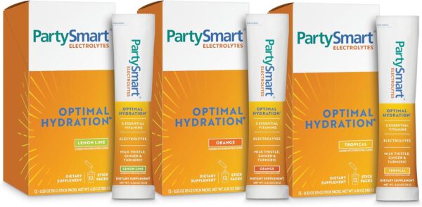 Himalaya PartySmart Electrolytes, Supports Optimal Hydration, with Vitamins C, B12, B6 & Niacin, 3 Key Electrolytes, and Milk Thistle (Variety)