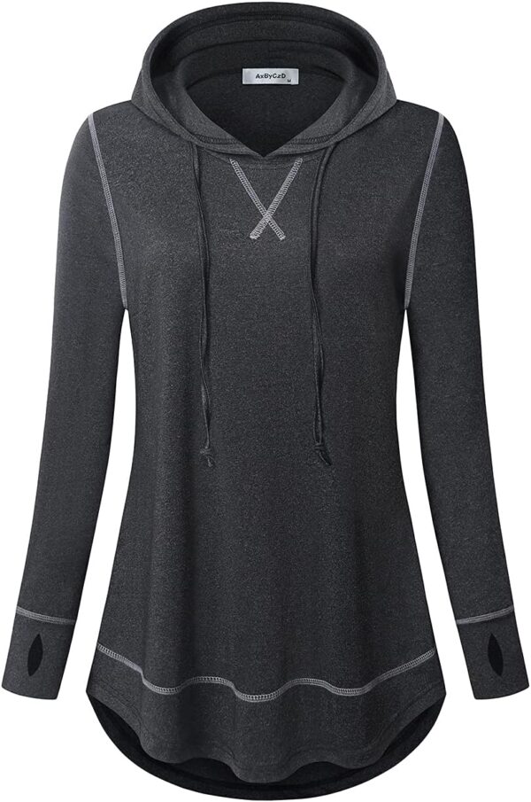 Womens Long Sleeve Workout Yoga Gym Shirts Fall Winter Athletic Hoodies with Thumb holes