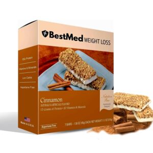 BestMed - High Protein Nutrition Bar - Low-Carb, 15g Protein, Low Sugar, High Fiber, Low Calorie, Meal Replacement Bar (Cinnamon, 1 Box - 7 Count)