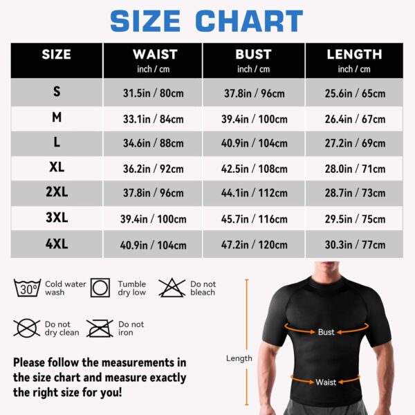 Cimkiz Men's Waist Trainer Sauna Suit Shirt, Gym & Exercise Compression Vest, Sweat-Boosting Workout Top
