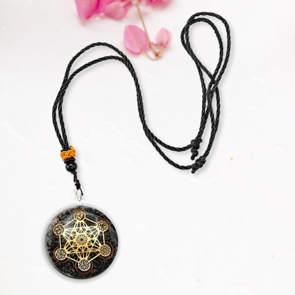 Amazing Gemstone Orgone Pendant with Black Tourmaline Crystal and Chakra Metatron Cube - Natural Healing Pendant Necklace for Women Men