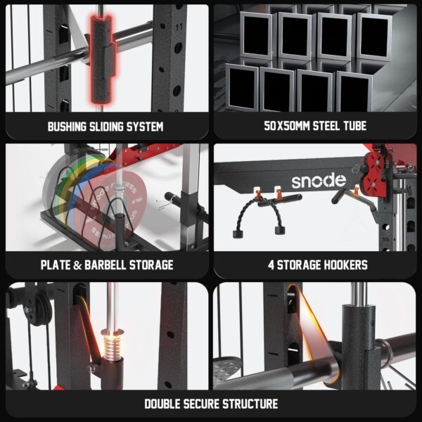 ALL10 Smith Machine for Home Gym, Power Rack with Cable Crossover, Squat Rack with Leg Press and Advanced LAT Pull-Down, 2000LB Weight Capacity