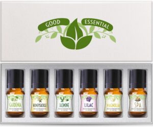 Good Essential Oil Set – 6-Pack Floral Aromatherapy – Gardenia, Honeysuckle, Jasmine, Lilac, Magnolia, Spa – for Candles, Soaps, Perfume, Diffuser, Home Care