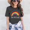 Take A Look Its in A Book T-Shirt Women Cute Book Lover Gift Teacher Shirt Reading Top Funny Letter Print Rainbow Graphic Tee