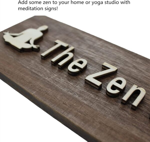 The Zen Den signs Room Decor Meditation in Progress Wall Hanging Sign,Inspirational Wooden Door Plaque for Yoga Studio Bedroom Decoration (Brown)