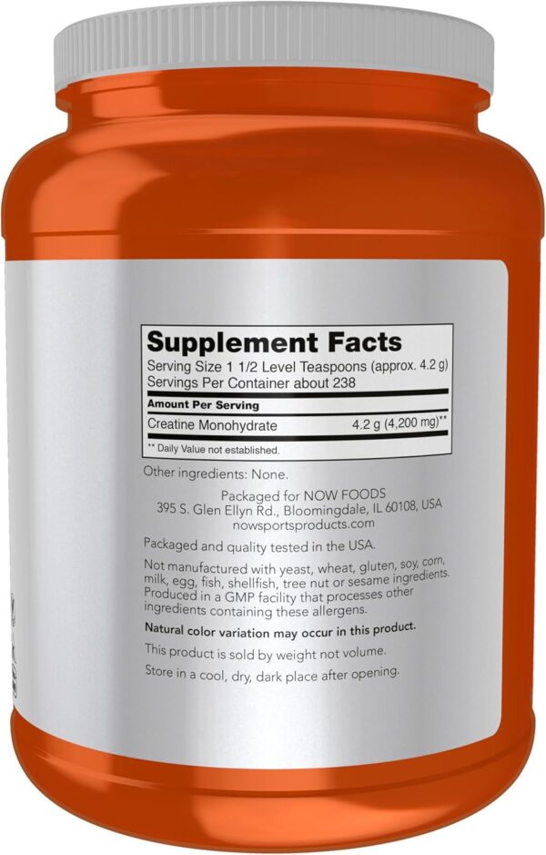 NOW Foods Sports Nutrition, Micronized Creatine Powder 500 g, Mass Building*/Energy Production*, 1 kg.