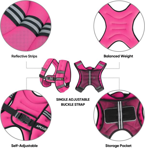 APEXUP Weighted Vest Men 5lbs/10lbs/15lbs/20lbs/25lbs/30lbs Weights with Reflective Stripe, Weighted vest for Women Workout Equipment for Strength Training Running
