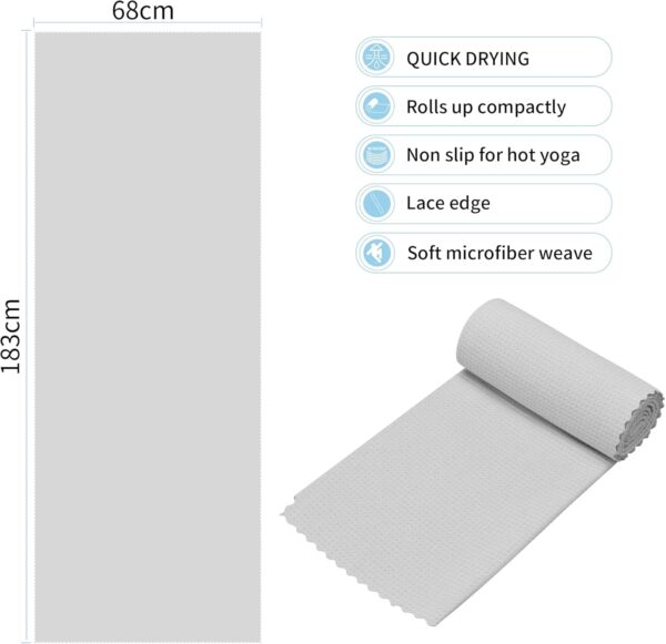MOONSMILE 2 Pack Hot Yoga Towels for Hot Yoga Non Slip,Yoga Mats Towel Microfiber Super-Absorbent, Swim,Yoga Gear,Pilates,Yoga mat Cover