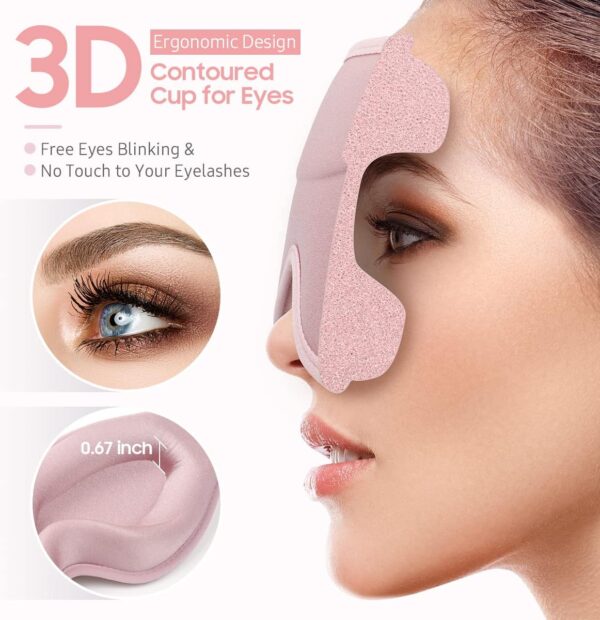 Sleep Mask, 2 Packs Premium Eye Mask for Sleeping, Total Blackout, Superior Soft Comfort, Upgraded 3D Ergonomic Designed Sleeping Mask for Home, Office, Travel, Meditation, Yoga, Blue & Pink