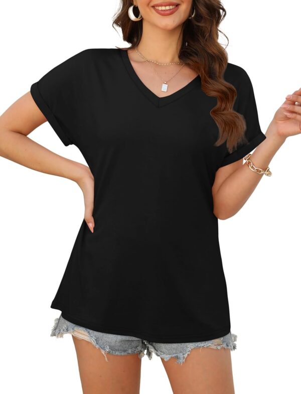XIEERDUO Womens Summer Tops Short Sleeve Shirts Casual V Neck T Shirt Loose Fit Comfy
