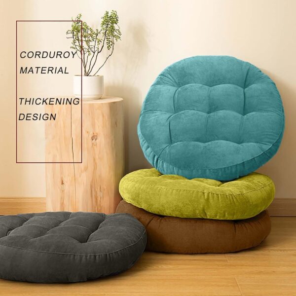 Meditation Floor Pillow Large Floor Seat Pillows Cushion for Adults Round Pillow Corduroy Round Floor Cushions for Living Room Tatami Yoga,Sky Blue,16.5x16.5 Inch