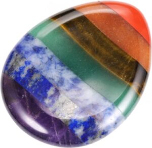 CrystalTears Chakra Worry Stone for Anxiety Healing Crystal Thumb Worry Stones Pocket Palm Stones Stress Relief Reiki Healing Meditation