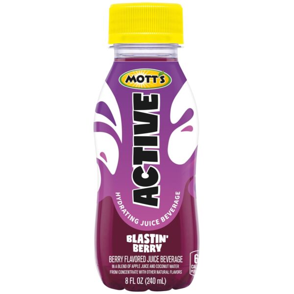 Mott's Active Blastin' Berry Hydrating Juice Beverage, 8 Fl Oz Bottles, 24 Count (4 Packs Of 6), Made With Naturally Sourced Electrolytes & Coconut Water, Gluten & Caffeine-free, Kosher