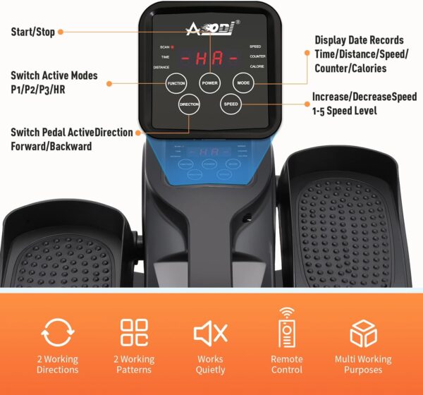 Under Desk Elliptical Machine, Ellipse Leg Exerciser for Seniors Adults, Adjustable Speeds Elliptical Trainer with Remote Control, Quiet & Portable Mini Seated Pedal Exerciser for Home Office Use
