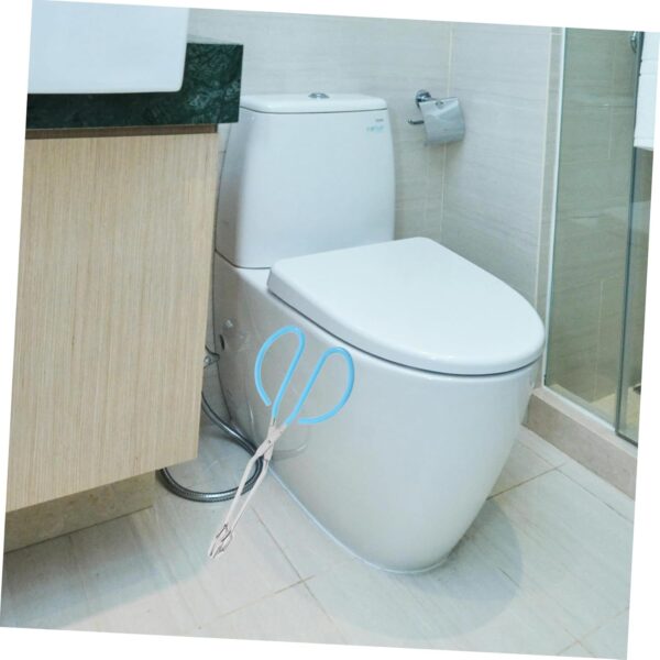 2pcs Wipe Aid Toilet Bowl Toilet Paper Toilet Tissue Tool Butt Wiper Toileting Aid Toilet Tool Self Wipe Tong Long Tongs Toilet Aid Bathroom Supplies Blue Stainless Steel