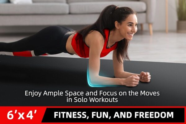 71BgZqje5RL._AC_SL1500_.jpg Large Exercise Mat for Home Workout,12‘x6’/10'x6'/9'x6'/8'x6'/7'x5'/6'x4' (7mm) Extra Thick Workout Mat, High-Density Gym Mat for Cardio, Jump Rope, MMA, Weights (Shoe-Friendly)