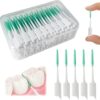 Dental Floss Picks Soft Silicone interdental Brush, Braces Brush, Floss Picks for Teeth, interdental Brush, Disposable interdental Brush, Suitable for Cleaning Teeth Health(Green, 160pcs)