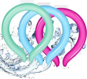 Neck Cooling Tube - Reusable Ice Ring Neck Cooler Collar for Body in Hot Weather | Wearable 18℃/64℉ Frozen Cooling Neck Wraps Gel Pack for Outdoor Workers & Sports, Summer Heat & Flashes (3Pcs)