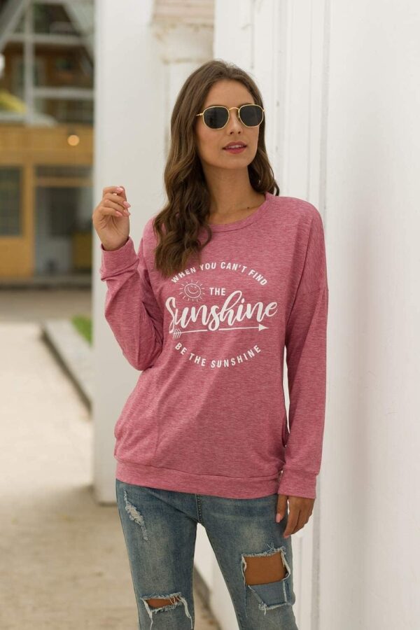 Muicy Womens Sunshine Shirt Casual Long Sleeve Shirt Tops Trendy Loose Fit Sweatshirts Tunic Tops with Pockets