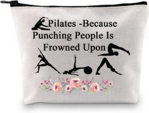 PXTIDY Pilates Cosmetic Bag Pilates Yoga Lover Gift Pilates Instructor Gift Pilates Coach Survival Kit Yoga Gym Toiletry Bag(beige)