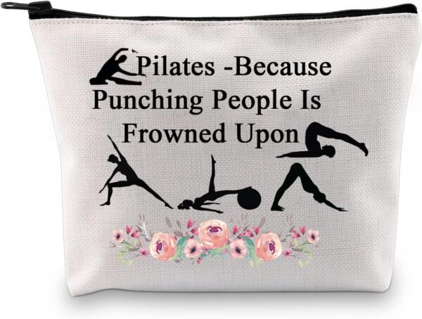 PXTIDY Pilates Cosmetic Bag Pilates Yoga Lover Gift Pilates Instructor Gift Pilates Coach Survival Kit Yoga Gym Toiletry Bag(beige)