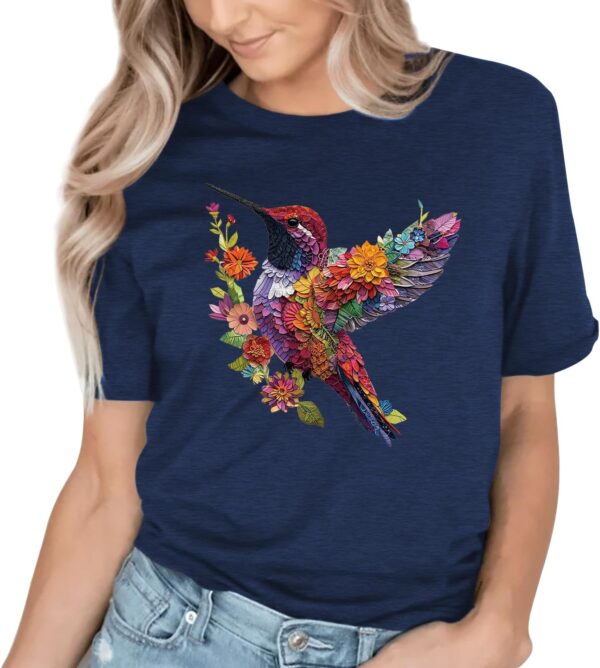 Hummingbird Shirts for Women Vintage Tee Summer Graphics Tee Shirt Floral Tops Womens Loose Life T-Tops