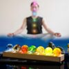 Ornalrist 7 Chakra Natural Healing Spheres with Wooden LED Light Base Crystal Quartz Ball for Meditation Positive Energy Night Light Home Decor