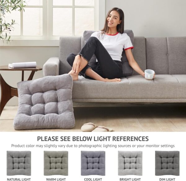 Degrees of Comfort Meditation Floor Pillow, Square Large Pillows Seating for Adults, Gray Tufted Corduroy Cushions for Outdoor Yoga Tatami Fireplace Living Room, Grey, 22x22 Inch