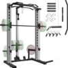 OPPSDECOR All-in-One Adjustable Smith Machine with LAT-Pull Down System Multi-Function Power Cage for Home Gym Cable Crossover Squat Rack of Workout Machine Training Equipment with Attachments