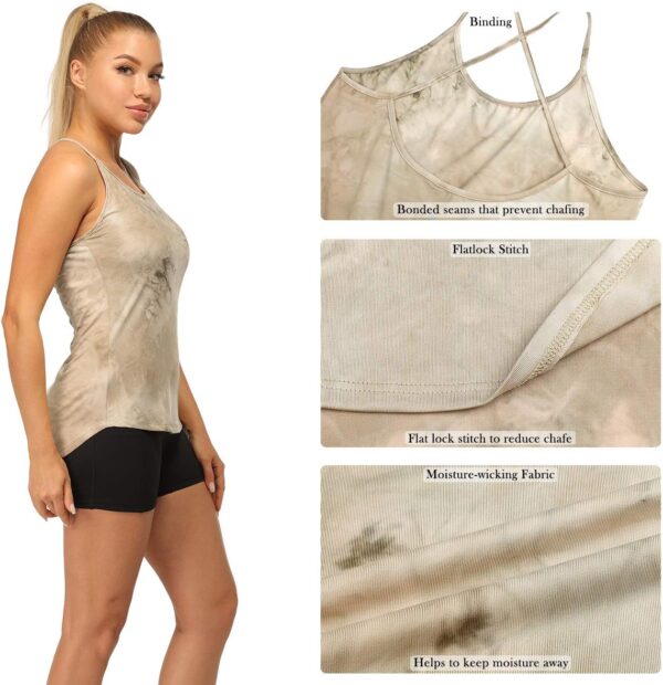 icyzone Workout Tank Tops for Women - Athletic Yoga Tops Open Back Strappy Running Shirts (Pack of 2)