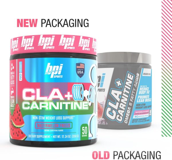 BPI Sports CLA+Carnitine–Conjugated Linoleic Acid–Weight Loss Formula –Metabolism, Performance, Lean Muscle–Caffeine Free–For Men & Women–Watermelon Freeze–50 servings – 12.34 oz.(Packaging May Vary)