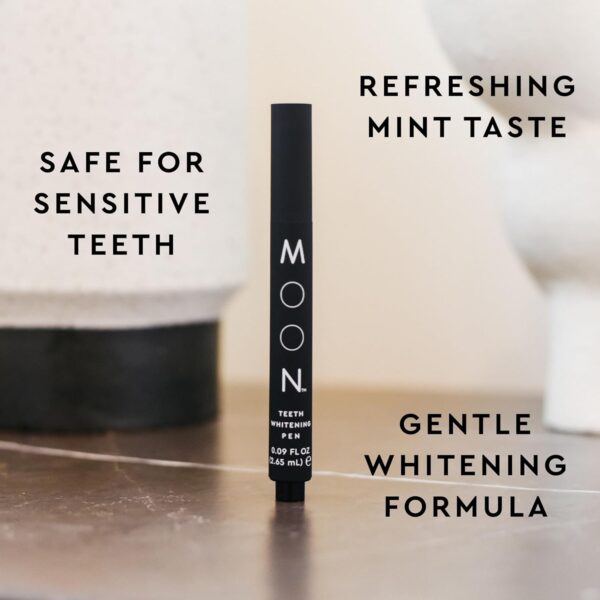 MOON Teeth Whitening Pen, Brush Every Tooth White, On-The-Go Whitener for A Brighter Smile, Gentle on Sensitive Teeth, 30+ Uses, Vegan, Vanilla Mint Flavor