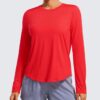 CRZ YOGA Lightweight Long Sleeve Workout Shirts for Women Gym Running Fall Tshirts High Neck Athletic Training Tops