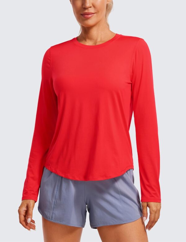 CRZ YOGA Lightweight Long Sleeve Workout Shirts for Women Gym Running Fall Tshirts High Neck Athletic Training Tops