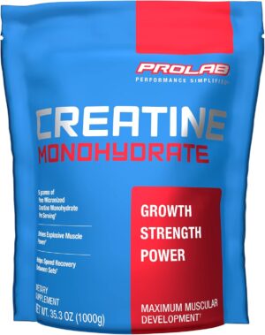 ProLab Creatine Monohydrate Best Micronized Creatine Powder, Sports Nutrition Supplement, Increased Muscle Mass, Strength, Endurance, Power (1000g)