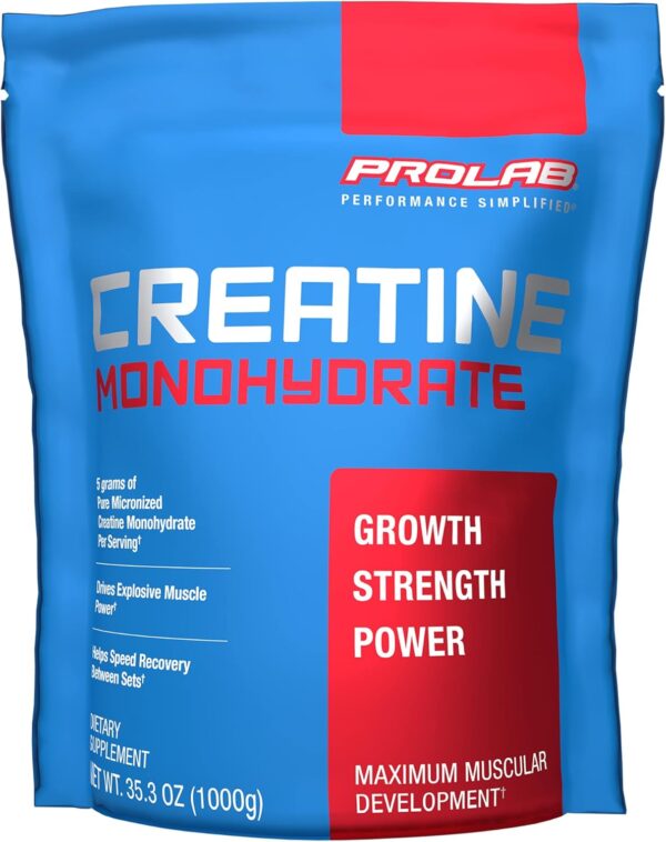 ProLab Creatine Monohydrate Best Micronized Creatine Powder, Sports Nutrition Supplement, Increased Muscle Mass, Strength, Endurance, Power (1000g)