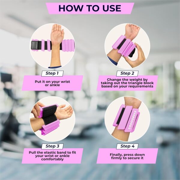 Wrist and Ankle Weights for Women and Men, Set of 2 (1lb Each) Wrist Weights with Sweatband, Adjustable Strap Leg Weights Perfect for Yoga, Pilates, Dance, Pool Workouts, and Jogging
