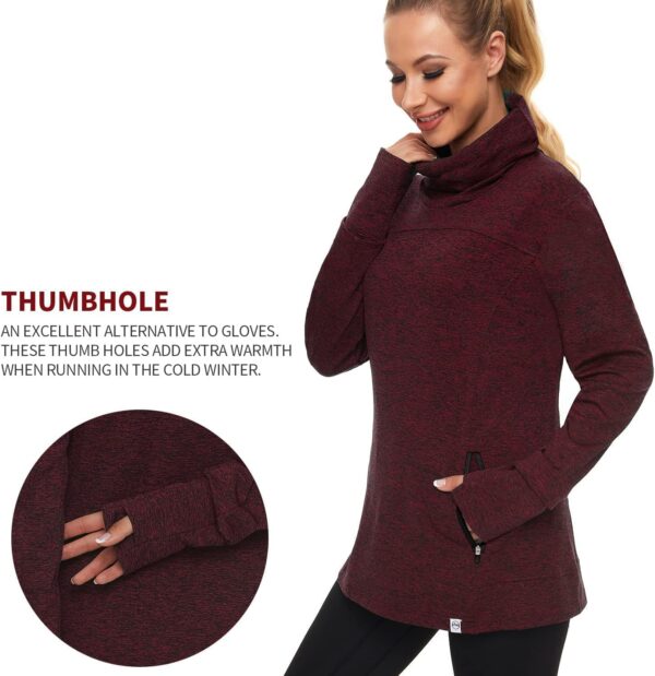 Soneven Women's Running Fleece Sweatshirts Cowl Neck Pullover Long sleeve Shirt with Thumb Holes and Neck Gaiter Face Mask