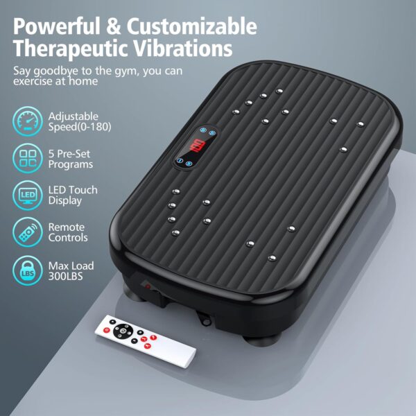 Vibration Plate Exercise Machine, Vibration Plate for Lymphatic Drainage 330 Lbs Capacity Whole Body Vibration Platform Machines Helps Weight Loss Shaping Toning Wellness Home Gyms Office